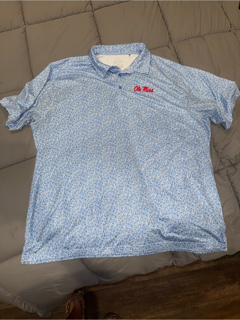Antigua Light Blue Floral Ole Miss Polo
